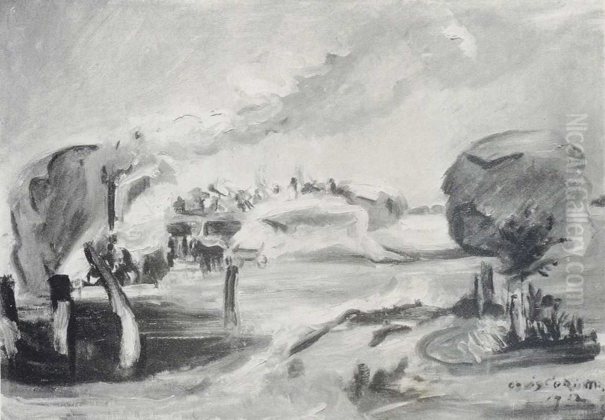 Landschaft mit Heuschobern Oil Painting by Lovis (Franz Heinrich Louis) Corinth