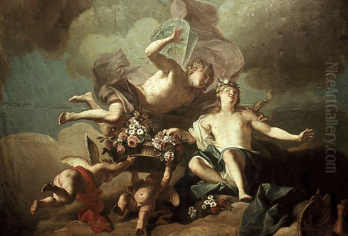 Deckengemalde im Schlafzimmer Konig Augusts II. im Dresdner Residenzschloss Oil Painting by Louis de Silvestre