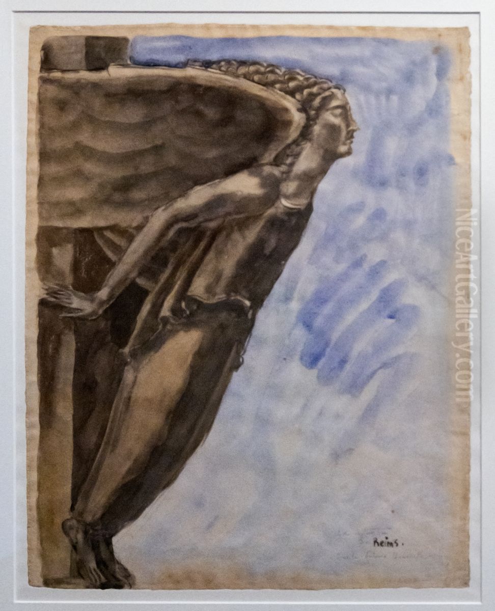 The destruction of Reims Oil Painting by Antoine Bourdelle