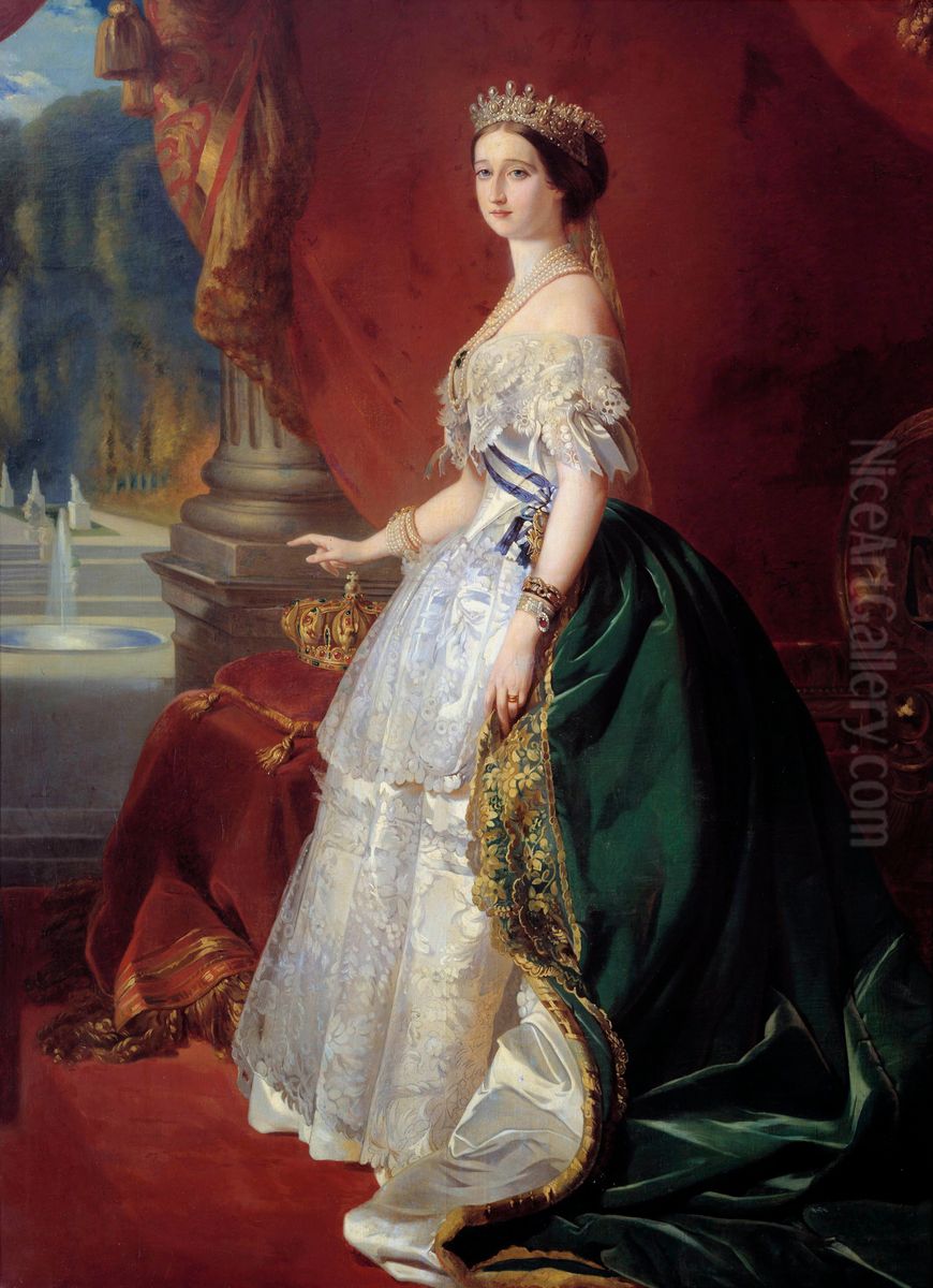 Portrait of Empress Eugenie in Court Dress. Oil Painting by Franz Xavier Winterhalter