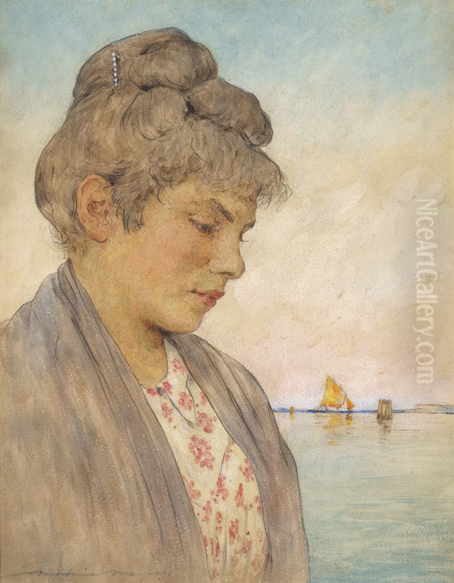 Francesca (on The Lido, Venice) Oil Painting by Mortimer Menpes