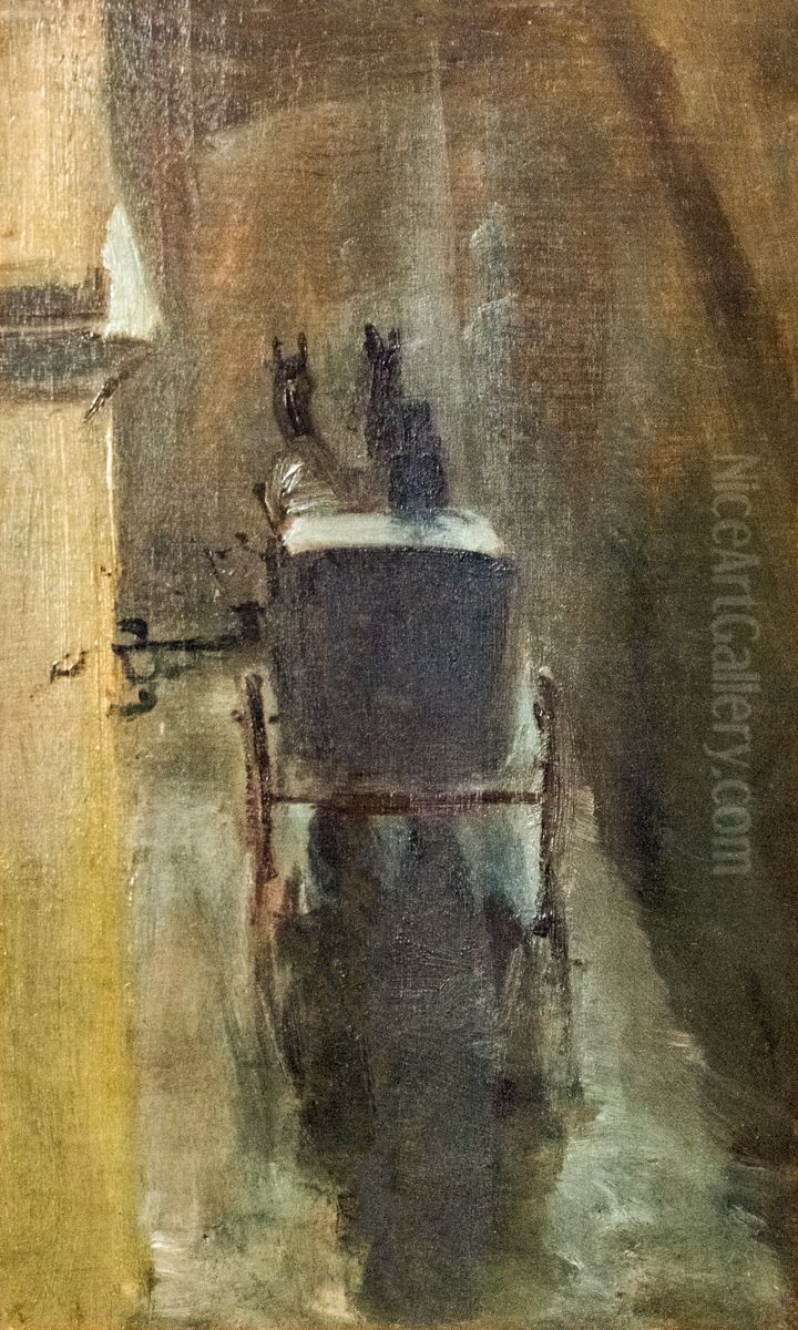 A harnessed coupe, seen from the rear Oil Painting by Henri De Toulouse-Lautrec