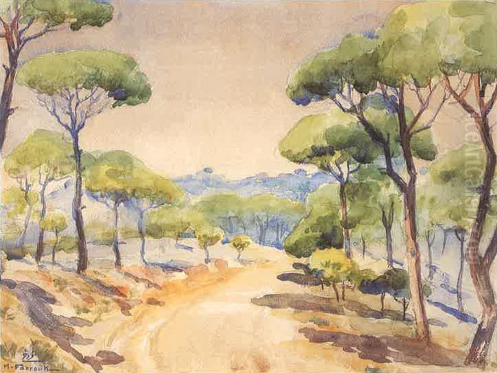 Paysage Au Metin. Oil Painting by Moustafa Farroukh