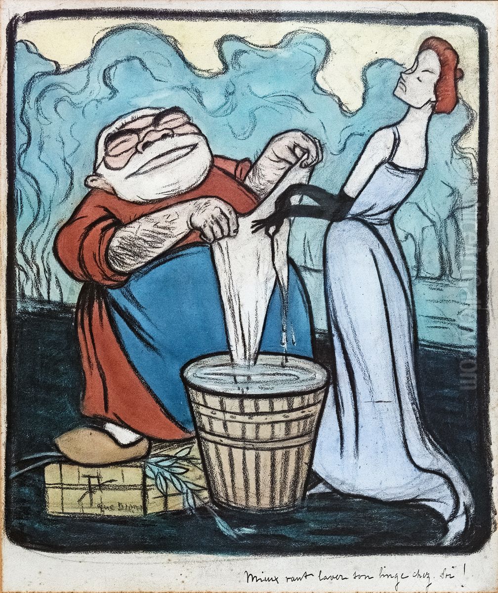 Mieux vaut laver son linge chez soi! Oil Painting by Leonetto Cappiello