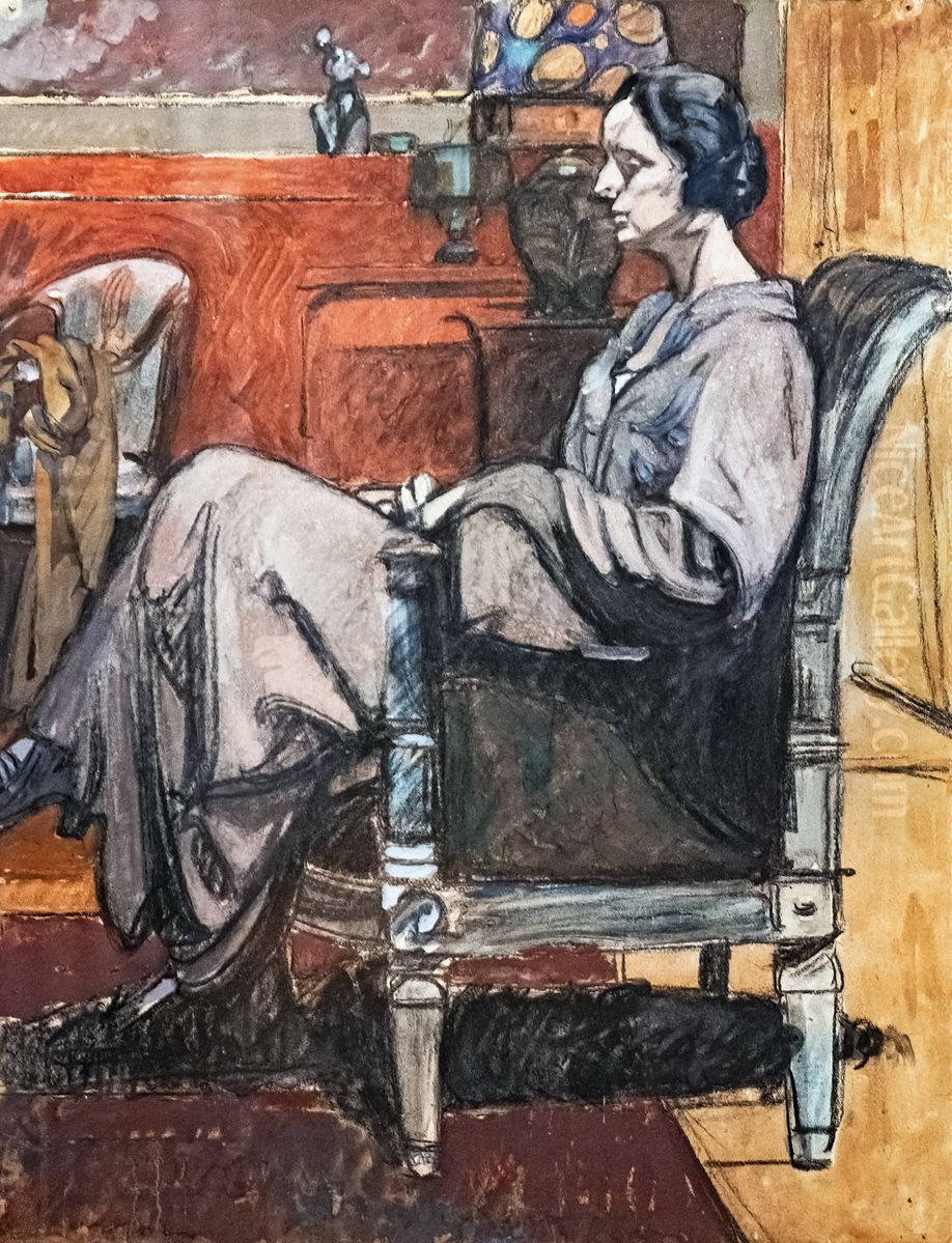 Portrait a l'atelier Oil Painting by Maxime Dethomas