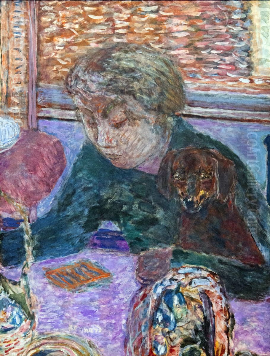 Portrait with dog Oil Painting by Pierre Bonnard