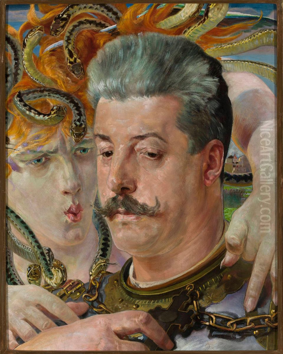 Portret Tadeusza Blotnickiego z Meduza Oil Painting by Jacek Malczewski