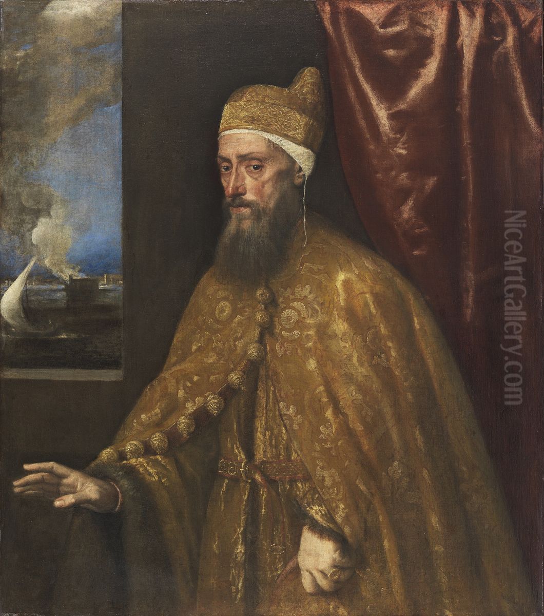 Portrait des venezianischenDogenFrancesco Venier Oil Painting by Titian