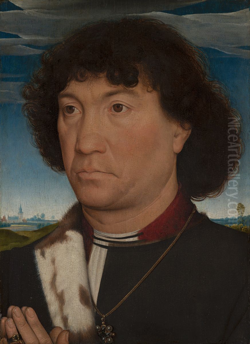 Portrait of a Man from the Lespinette Family Oil Painting by (manner of) Memling, Hans