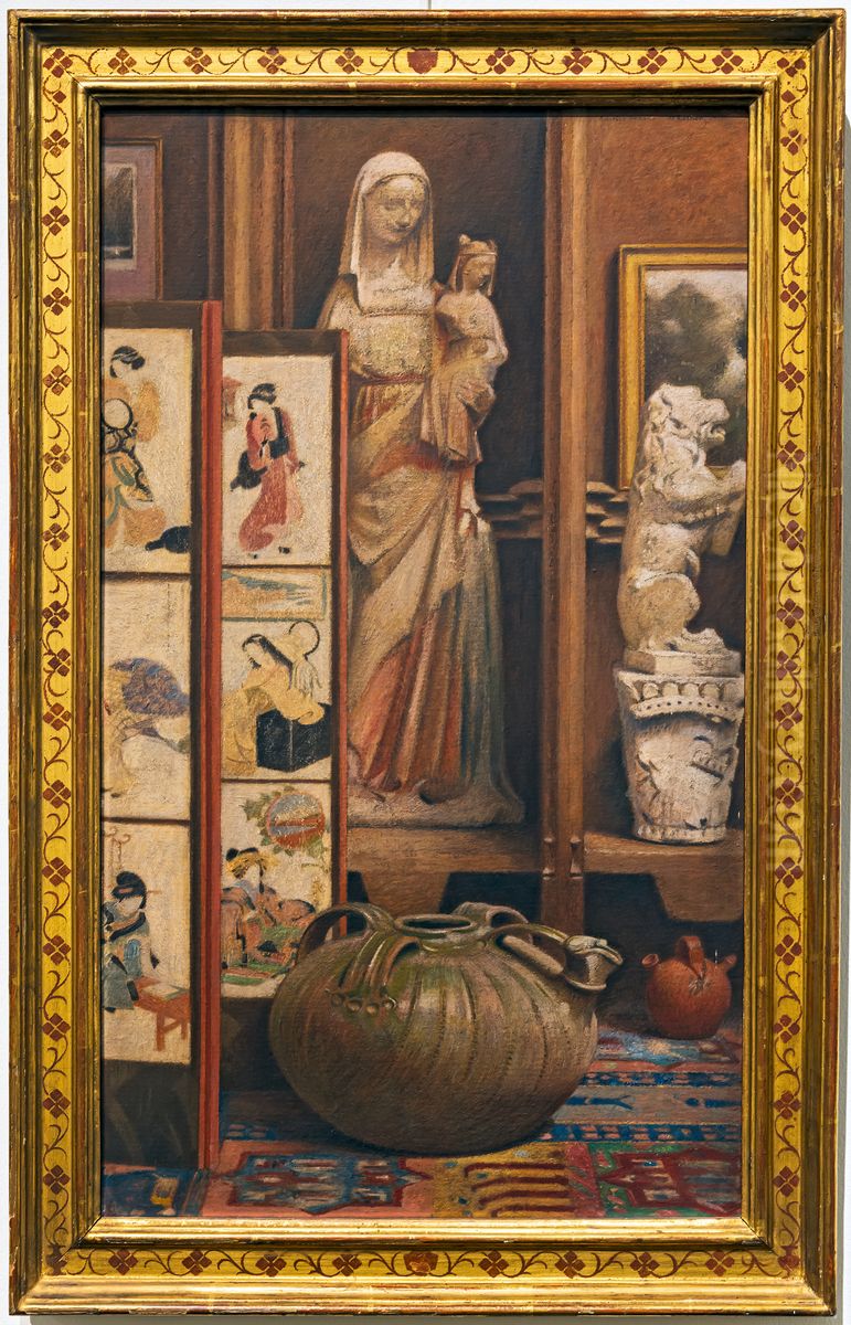 Composition au paravent japonais Oil Painting by Henri Rachou