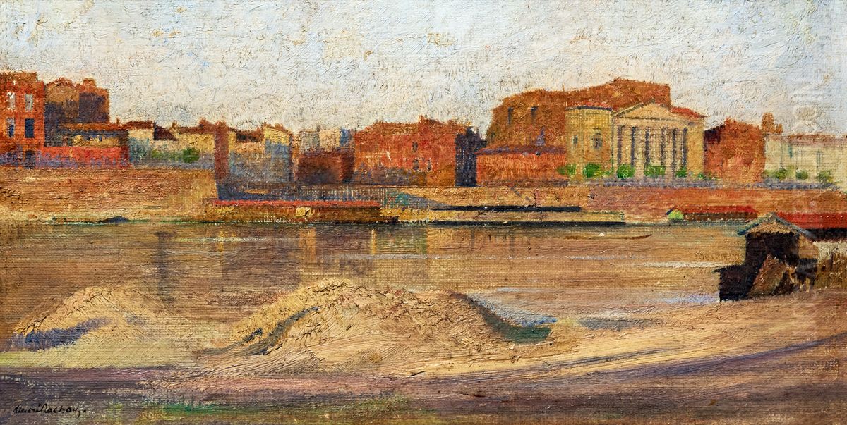 Study of the banks of the Garonne from the port Viguerie Oil Painting by Henri Rachou