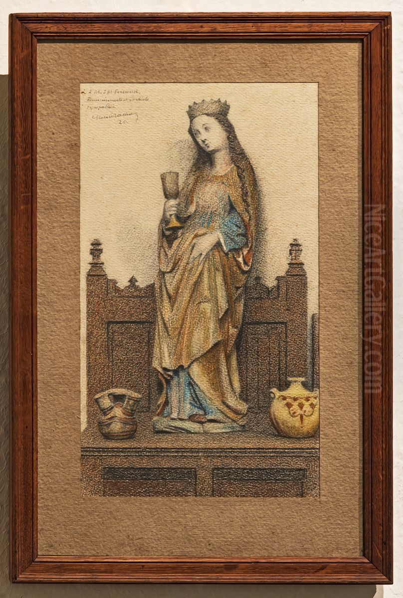 Composition with Saint Barbara Oil Painting by Henri Rachou