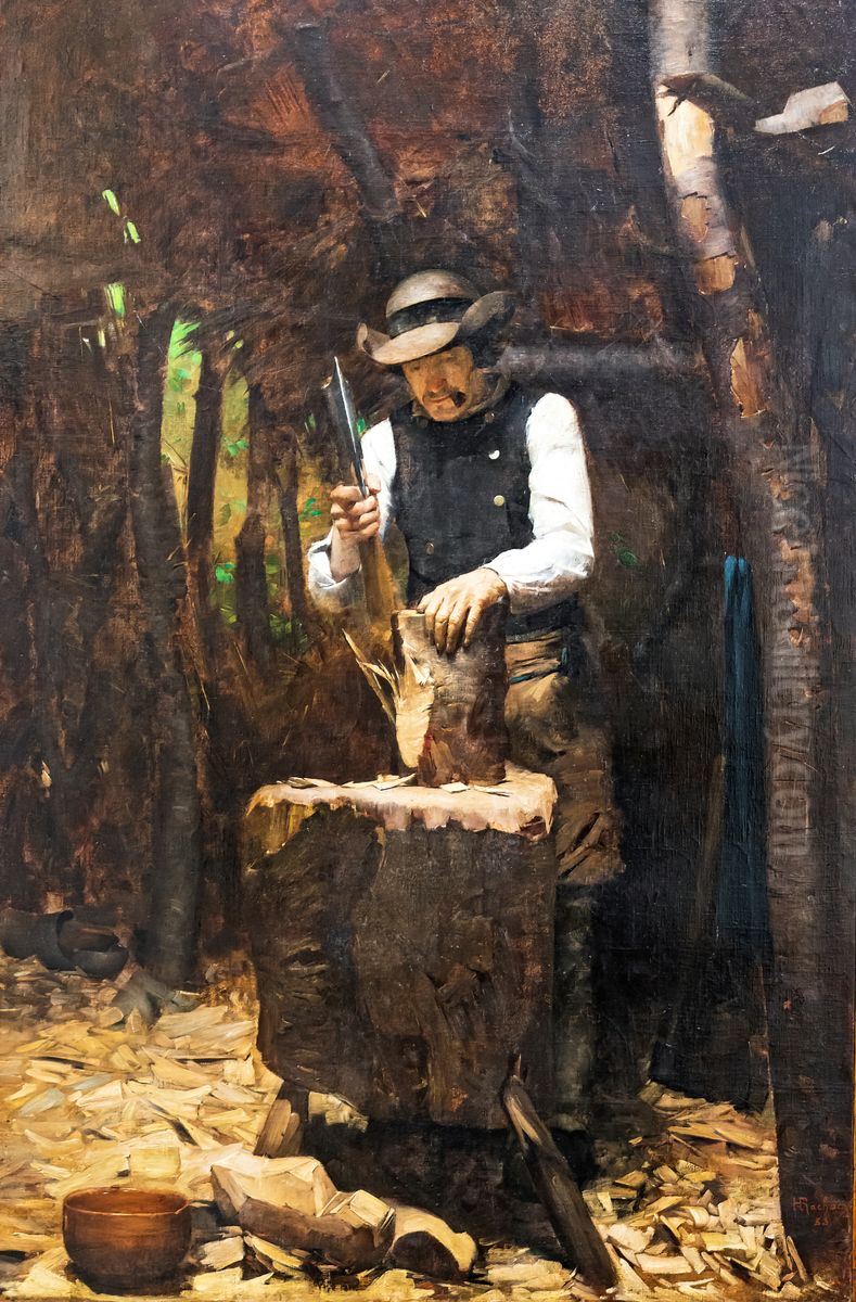 Le Sabotier breton Oil Painting by Henri Rachou