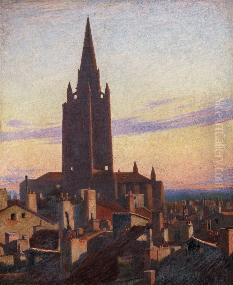 Le Clocher de l'eglise de la Dalbade a Toulouse Oil Painting by Henri Rachou