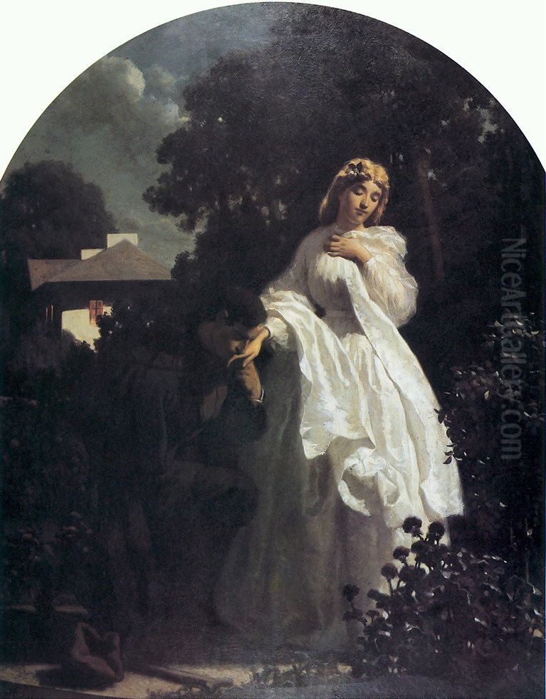 Greeting to the insurgent. Oil Painting by Artur Grottger