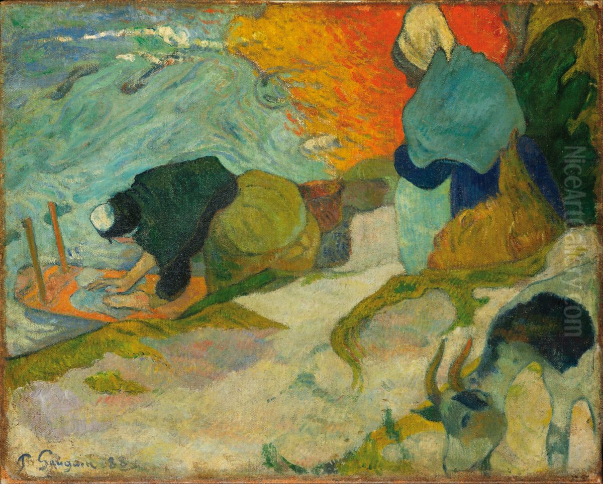 Washerwomen in Arles Oil Painting by Paul Gauguin