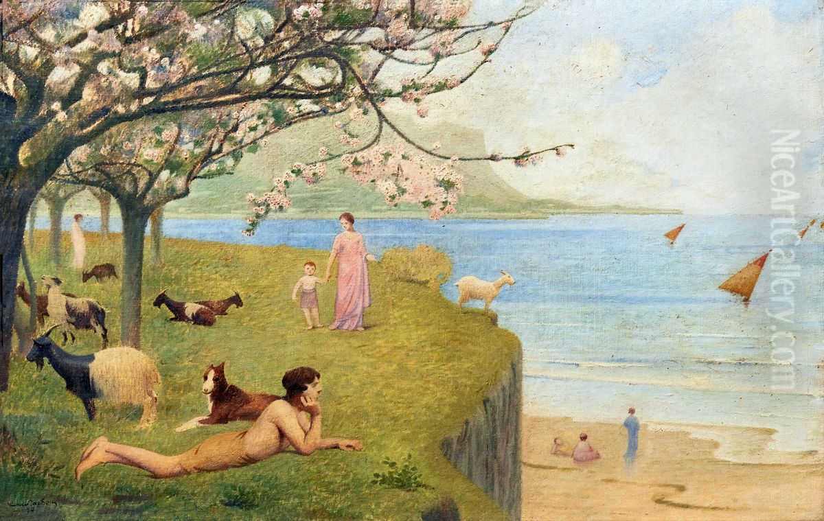 Le Printemps (following the study for the Town Hall of Bagnolet in 1893) Oil Painting by Henri Rachou