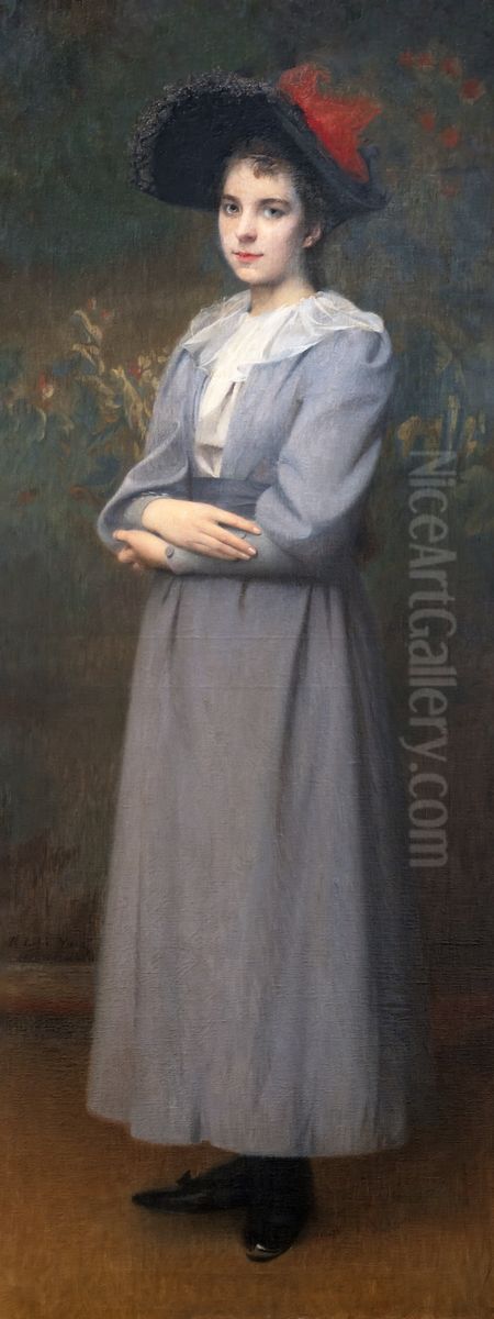 Full-length portrait of Clemence Yarz Oil Painting by Henri Rachou