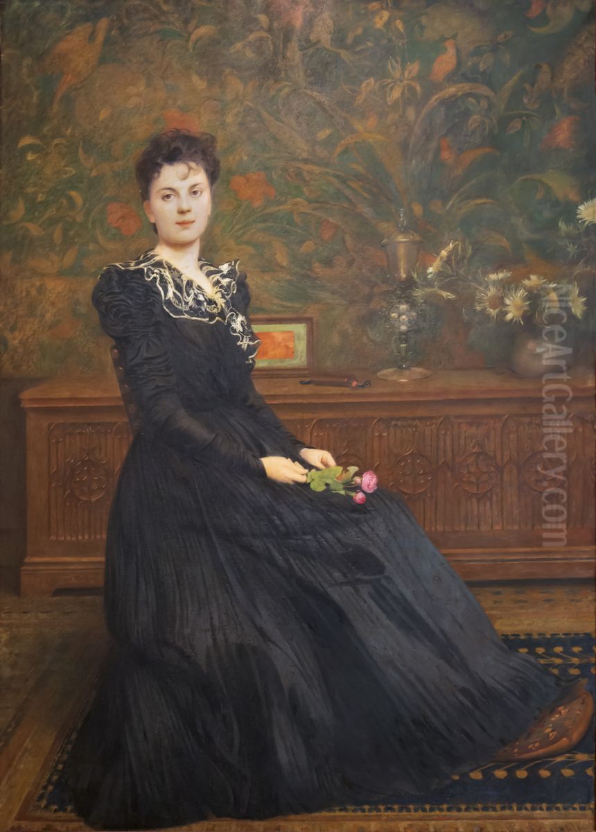 Portrait de Marguerite Ymart (future epouse) Oil Painting by Henri Rachou