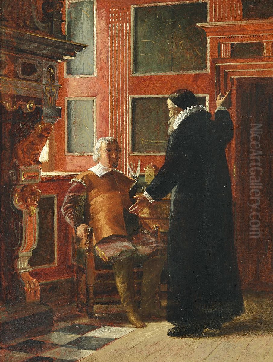 Ole Vind praediker for Christian IV. Studie. Oil Painting by Carl Christian Andersen