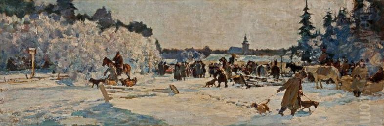 Before the Hunt in Rytwiany Oil Painting by Julian Falat