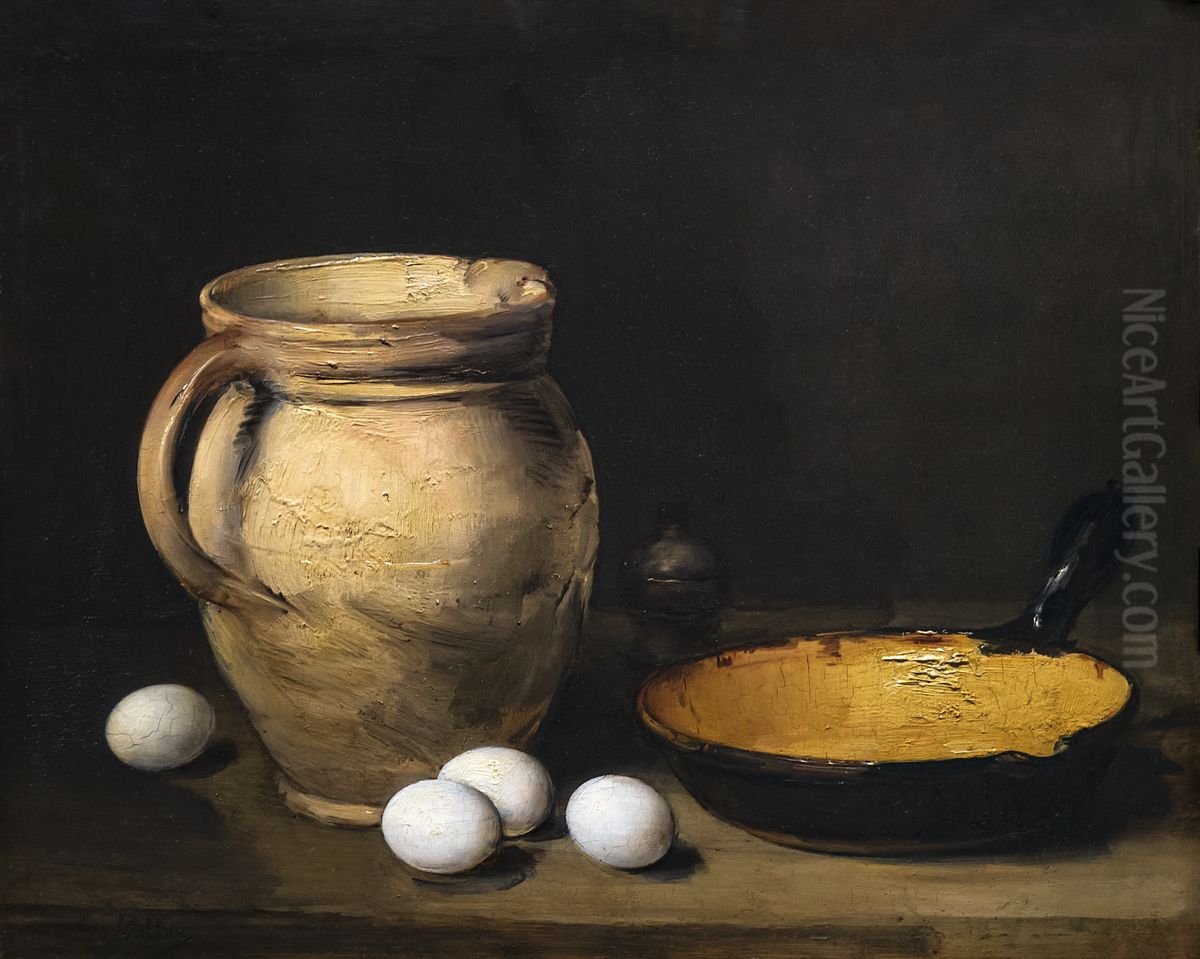 Eggs Oil Painting by Antoine Vollon