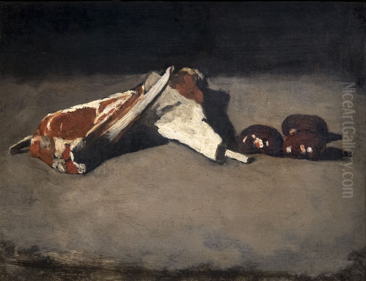 Chops and kidneys Oil Painting by Augustin Theodule Ribot