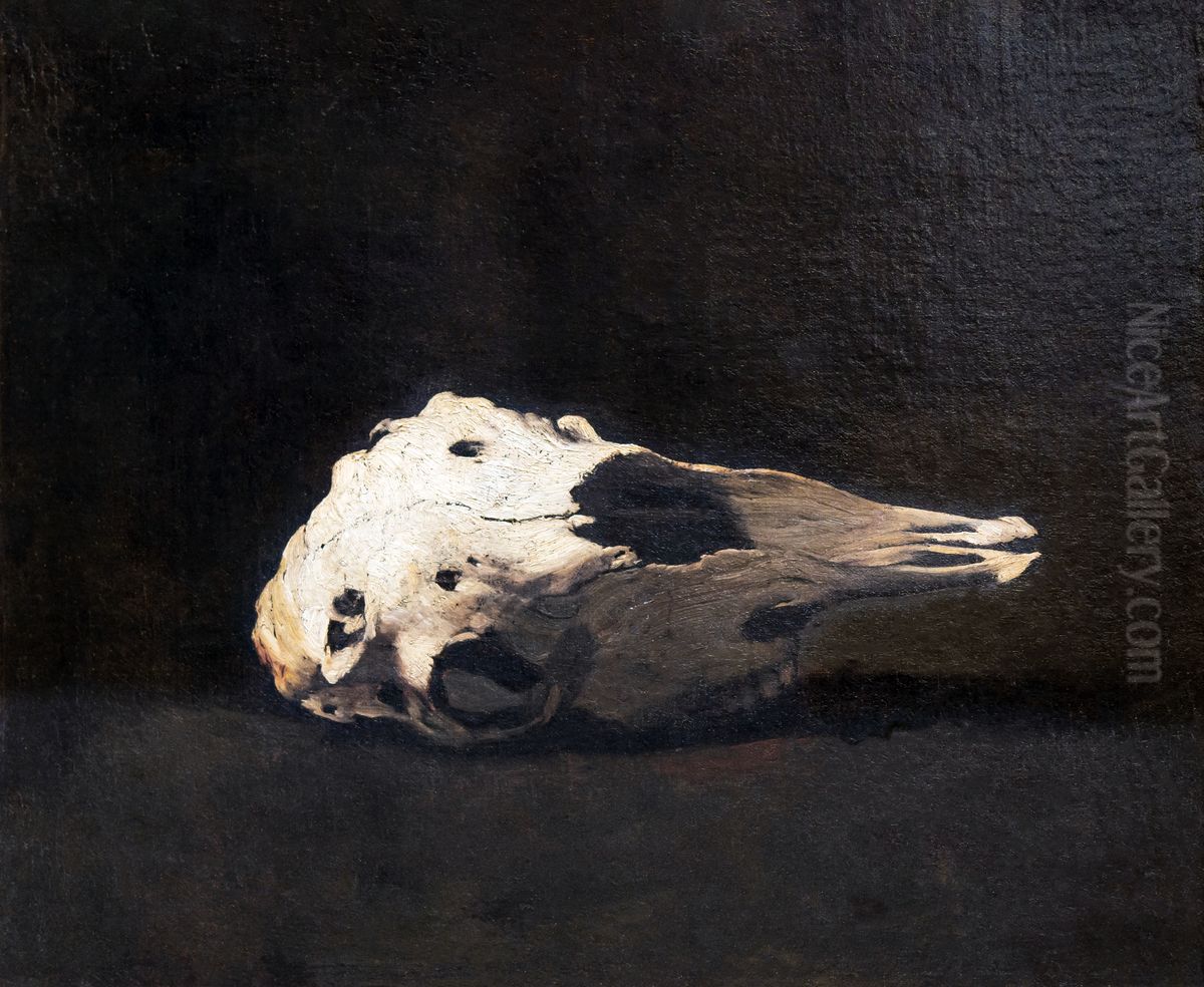 Sheep skull Oil Painting by Augustin Theodule Ribot