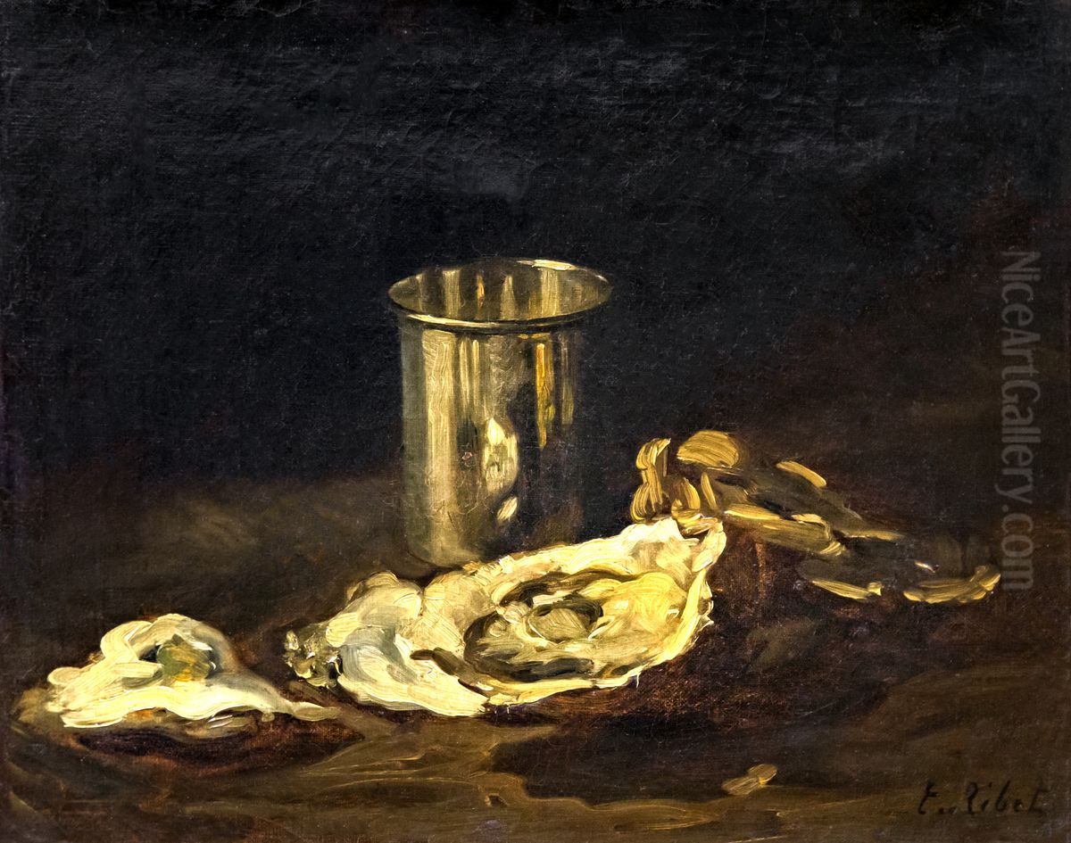 Oyster and timbale Oil Painting by Augustin Theodule Ribot