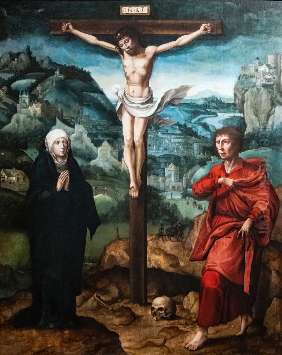 Christ on the cross between the Virgin and Saint John Oil Painting by Aelbrecht Bouts