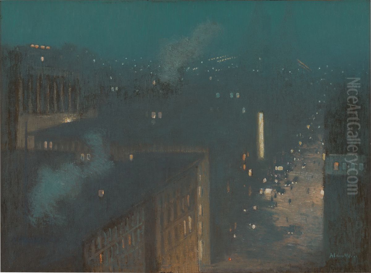 Nocturne (Nocturne: Queensboro Bridge) Oil Painting by J. Alden Weir