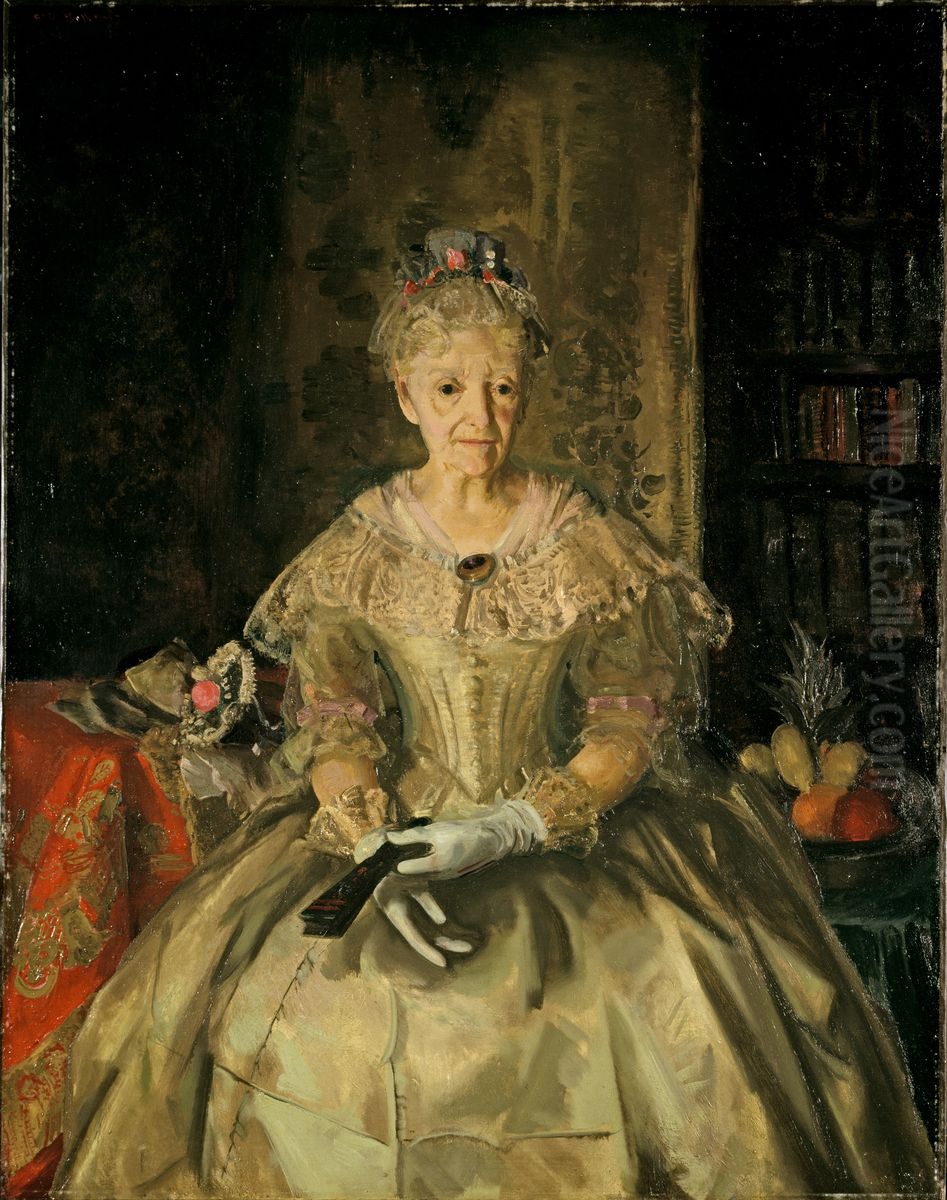 Mrs. T. in Cream Silk, No.1 Oil Painting by George Wesley Bellows