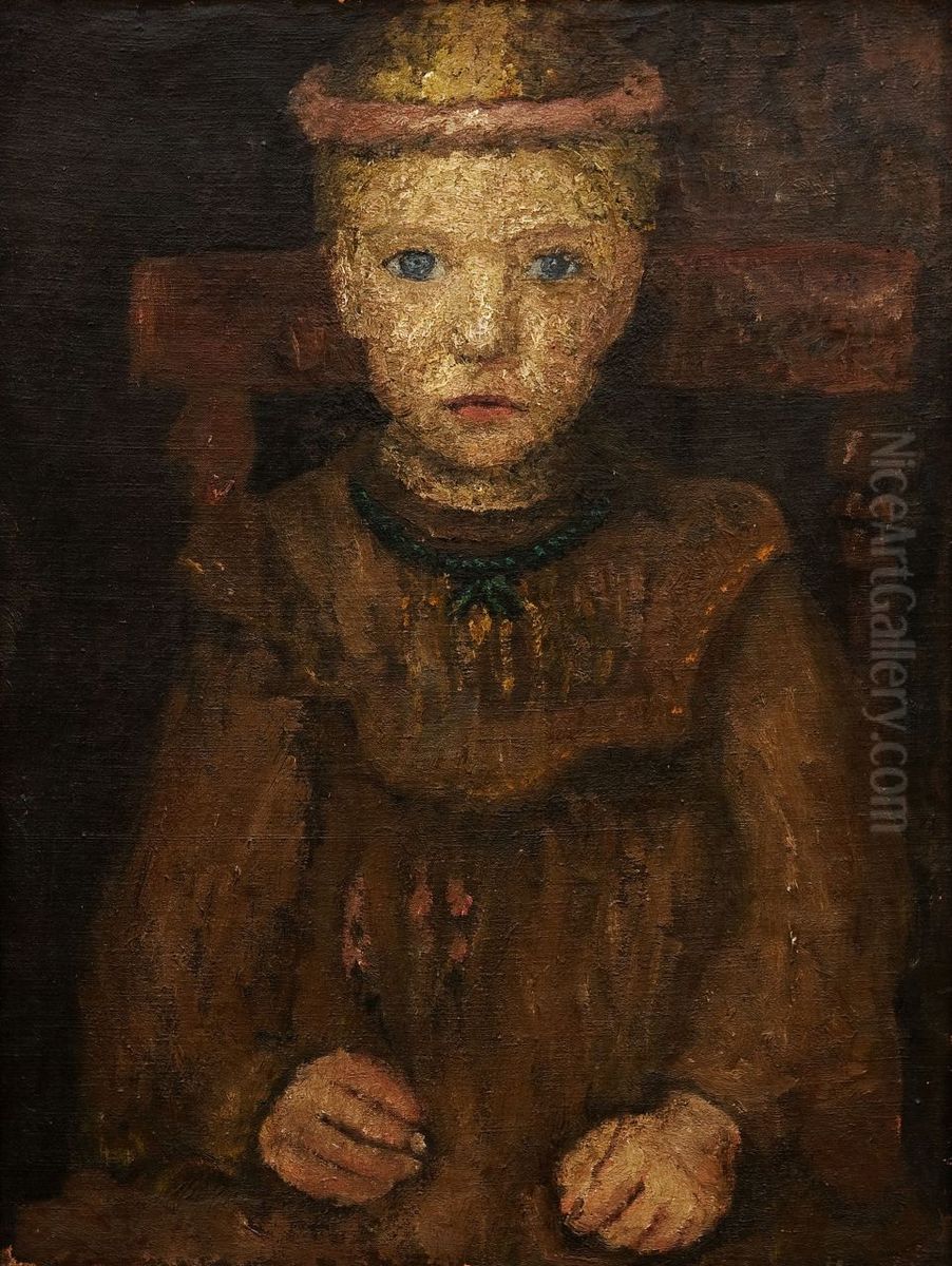 Sitzendes Madchen mit gruner Kette Oil Painting by Paula Modersohn-Becker