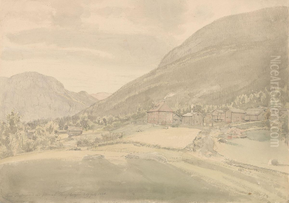 Tinn prestegard Oil Painting by Johan Wilhelm Ludwig Dahl