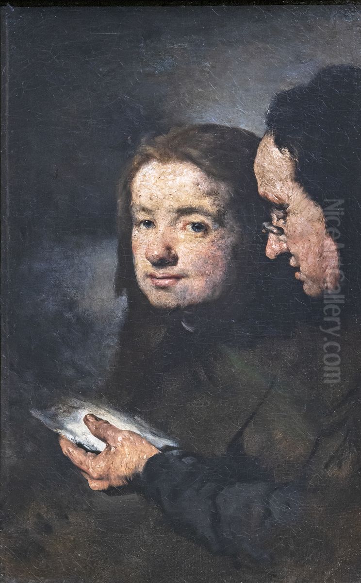 Reading the Bible Oil Painting by Augustin Theodule Ribot