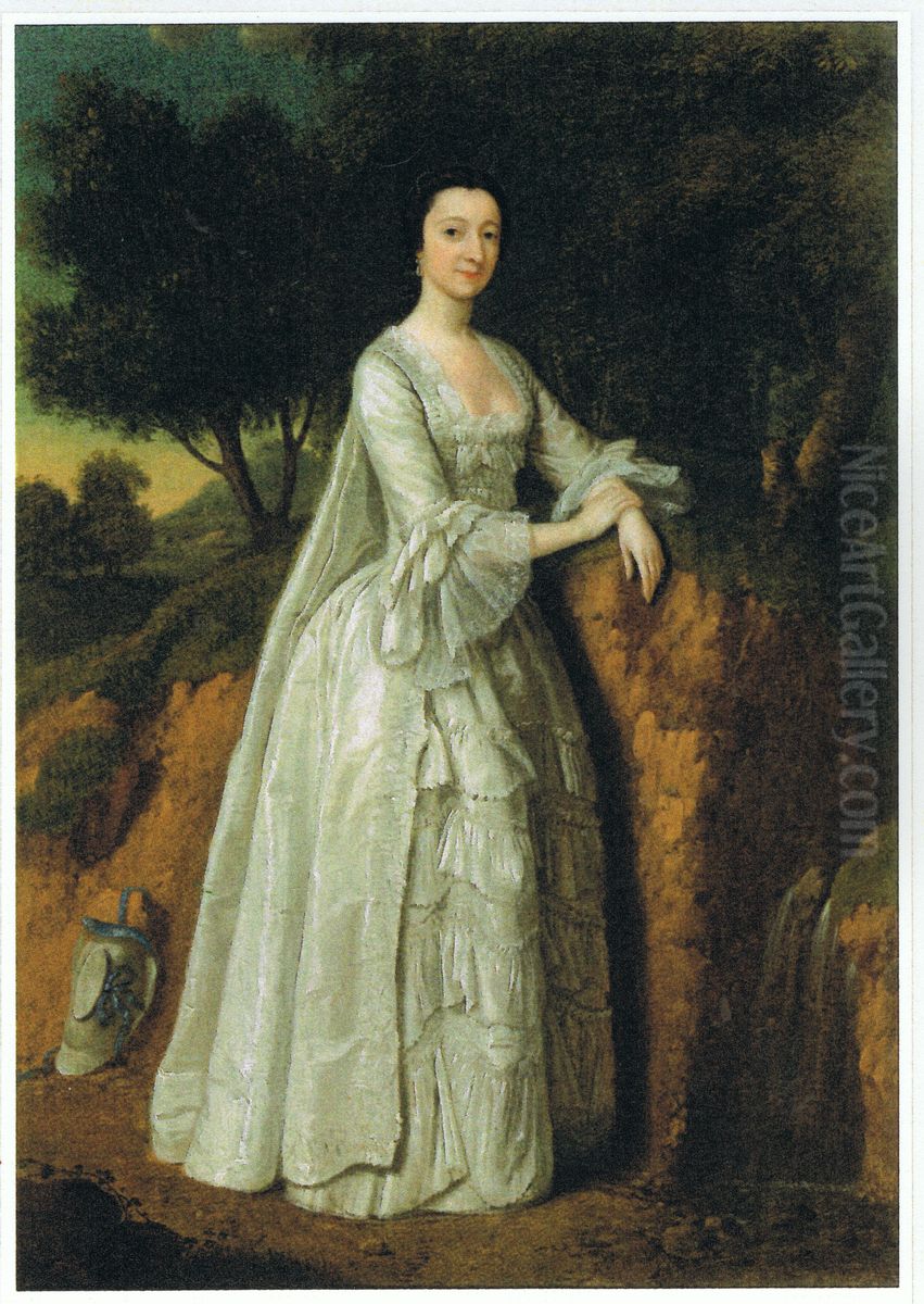 (Presumedly) Elizabeth Montagu (1718 - 1800) in a landscape Oil Painting by Edward Haytley
