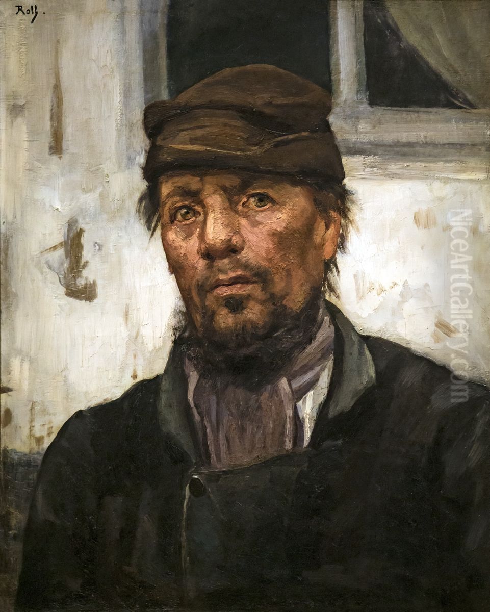 Miner's head Oil Painting by Alfred Philippe Roll