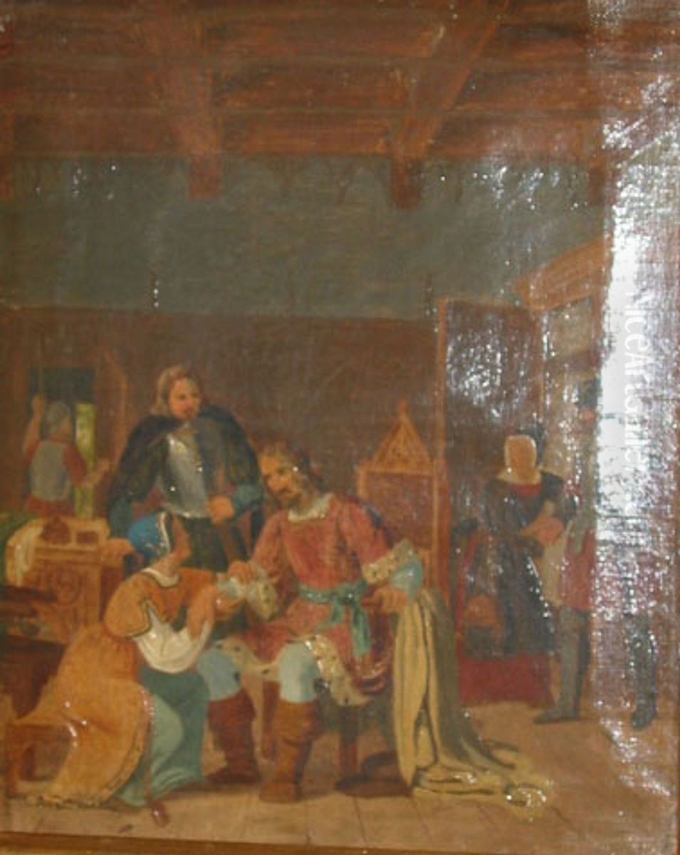 King Valdemar and Absalon in Fjenneslevlille, Denmark. Oil Painting by Emil Andersen