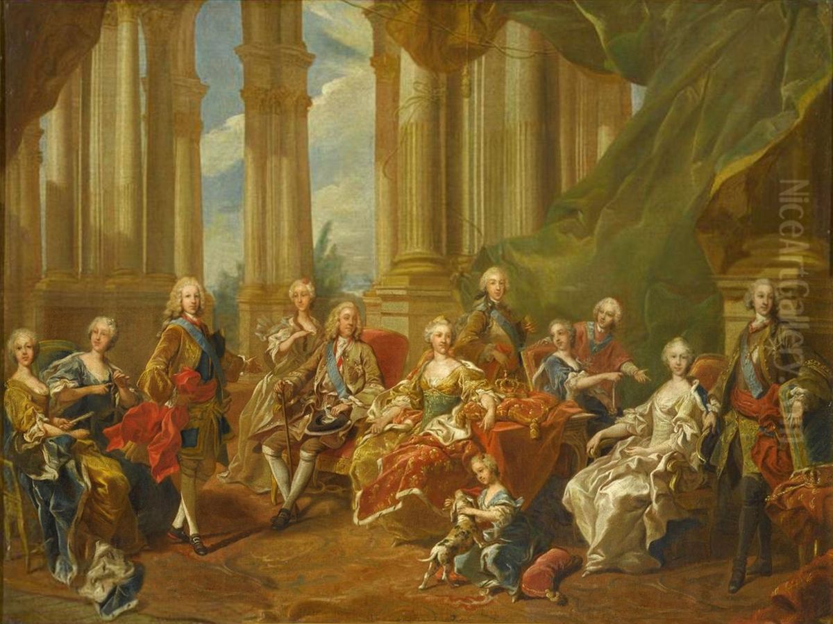 La familia de Felipe V en 1738 Oil Painting by Louis-Michel Van Loo