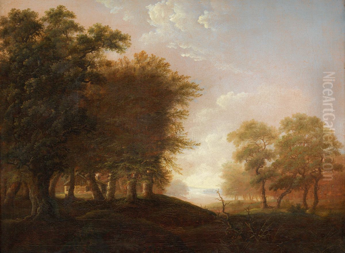 Landscape with houses Oil Painting by Thomas Fearnley