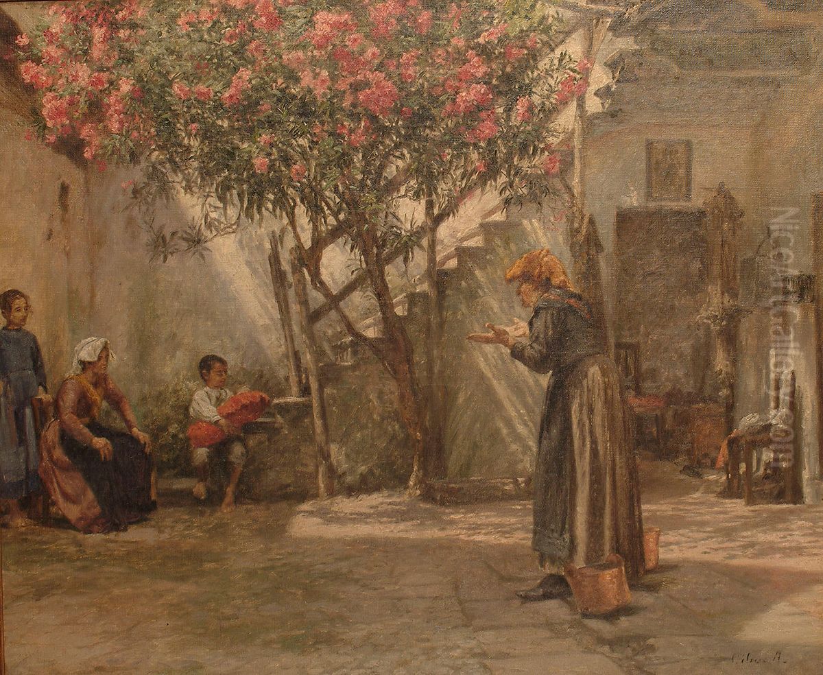 Det bortlobne barnebarn. Oil Painting by Cilius Andersen