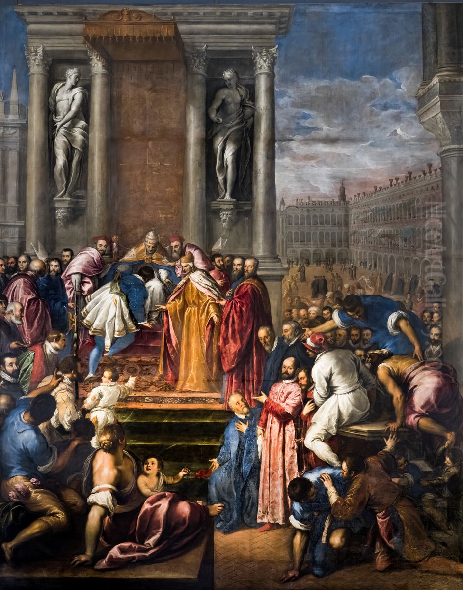 The Pope allows Otto to go to his father to negotiate peace Oil Painting by Palma il Giovane