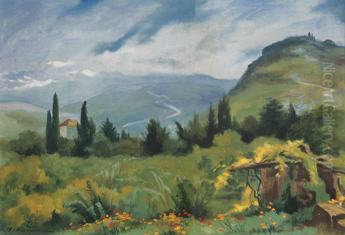 Le Printemps Aux Environs De Saida. Oil Painting by Moustafa Farroukh