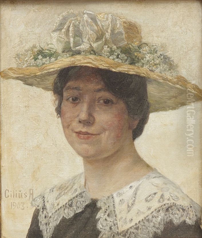 Kvindeportraet. Oil Painting by Cilius Andersen