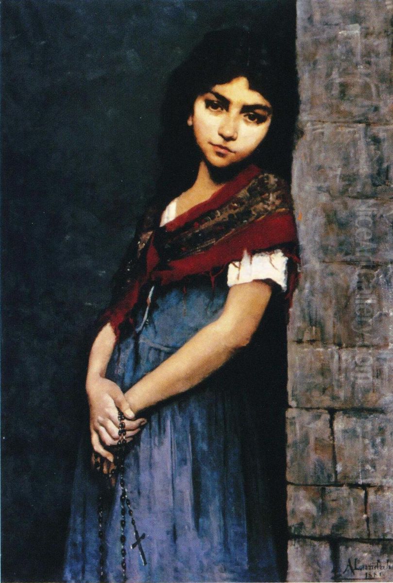 Outside the ChurchorA child of sorrow Oil Painting by Amelie Lundahl