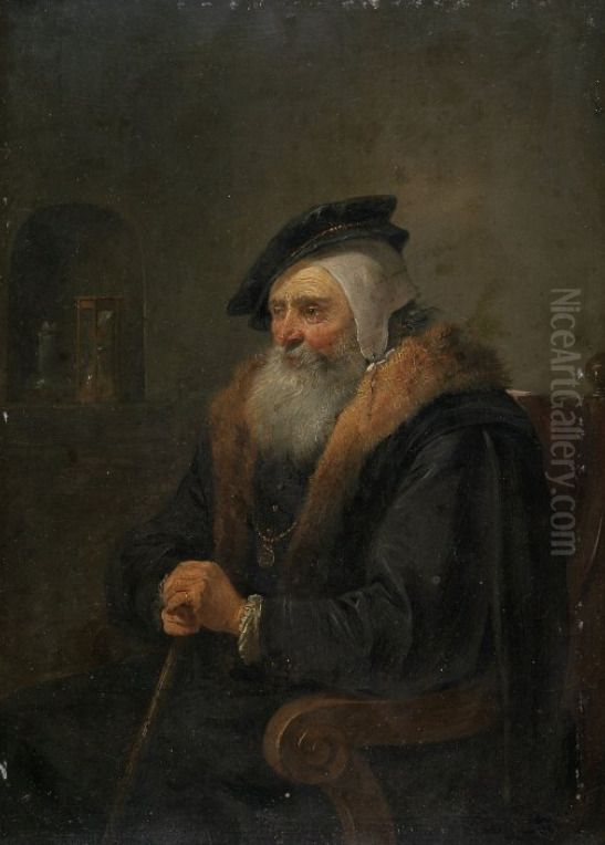 Old man in an armchair Oil Painting by David Teniers the Younger