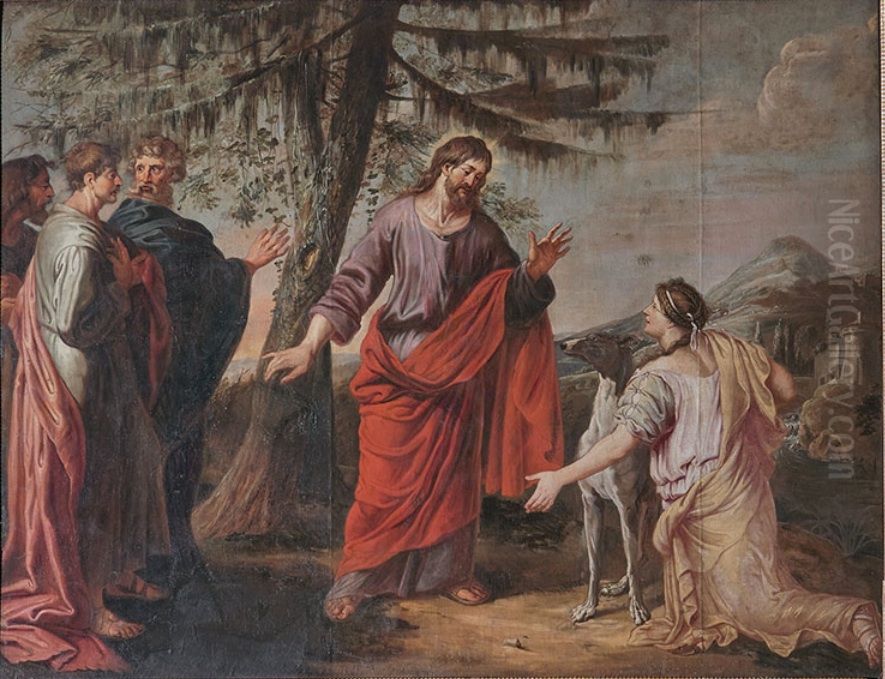 Jesus and the Woman of Canaan Oil Painting by Michael Angelo Immenraet