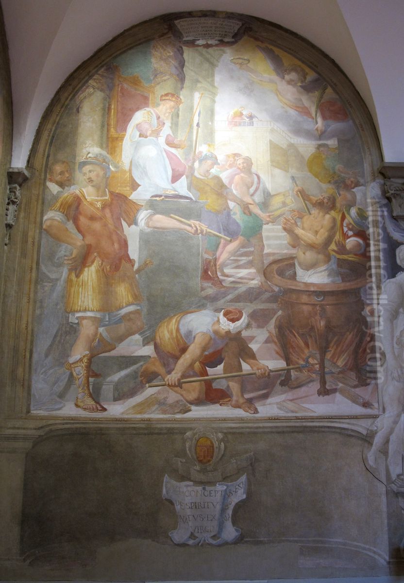 Martyrdom of Saint John the Evangelist Oil Painting by Bernardino Monaldi