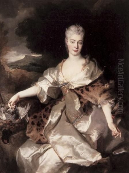 Portrait de la Comtesse de Noirmont en Diane Oil Painting by Nicolas de Largilliere