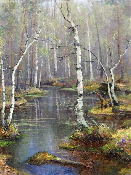 Spring Creek Oil Painting by Ellen Favorin